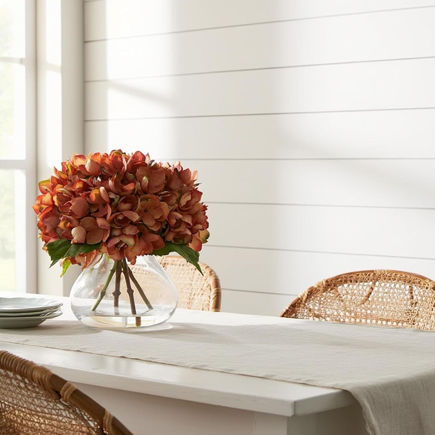 White Magnolia Artificial Flowers with Vase Fake Magnolia Flowers Indoor Real Touch Flowers with Faux Water for Home Decor Centerpieces for Tables