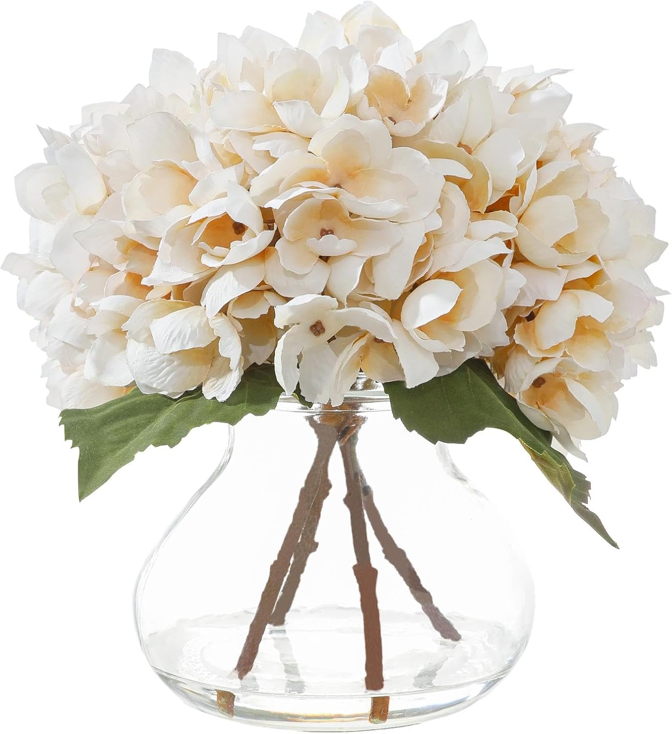 White Magnolia Artificial Flowers with Vase Fake Magnolia Flowers Indoor Real Touch Flowers with Faux Water for Home Decor Centerpieces for Tables