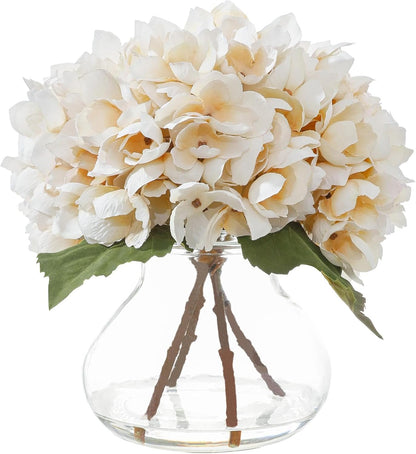 White Magnolia Artificial Flowers with Vase Fake Magnolia Flowers Indoor Real Touch Flowers with Faux Water for Home Decor Centerpieces for Tables
