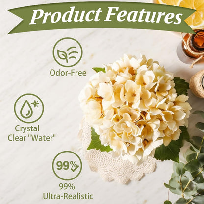 White Magnolia Artificial Flowers with Vase Fake Magnolia Flowers Indoor Real Touch Flowers with Faux Water for Home Decor Centerpieces for Tables