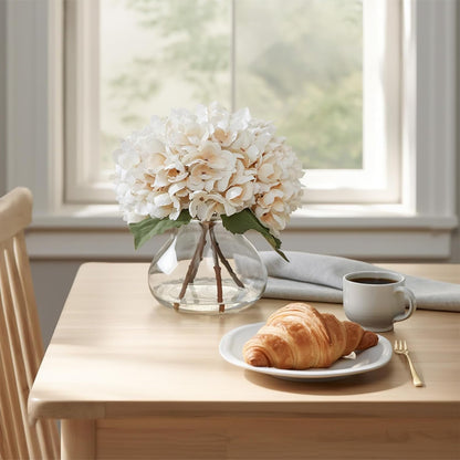 White Magnolia Artificial Flowers with Vase Fake Magnolia Flowers Indoor Real Touch Flowers with Faux Water for Home Decor Centerpieces for Tables