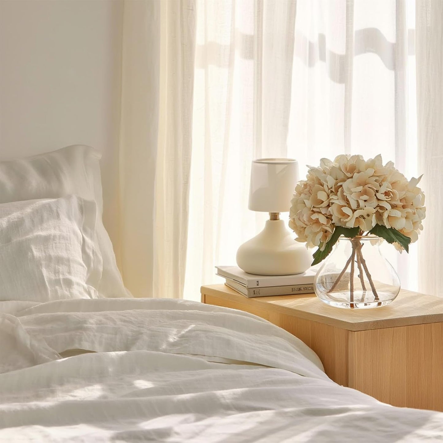 White Magnolia Artificial Flowers with Vase Fake Magnolia Flowers Indoor Real Touch Flowers with Faux Water for Home Decor Centerpieces for Tables