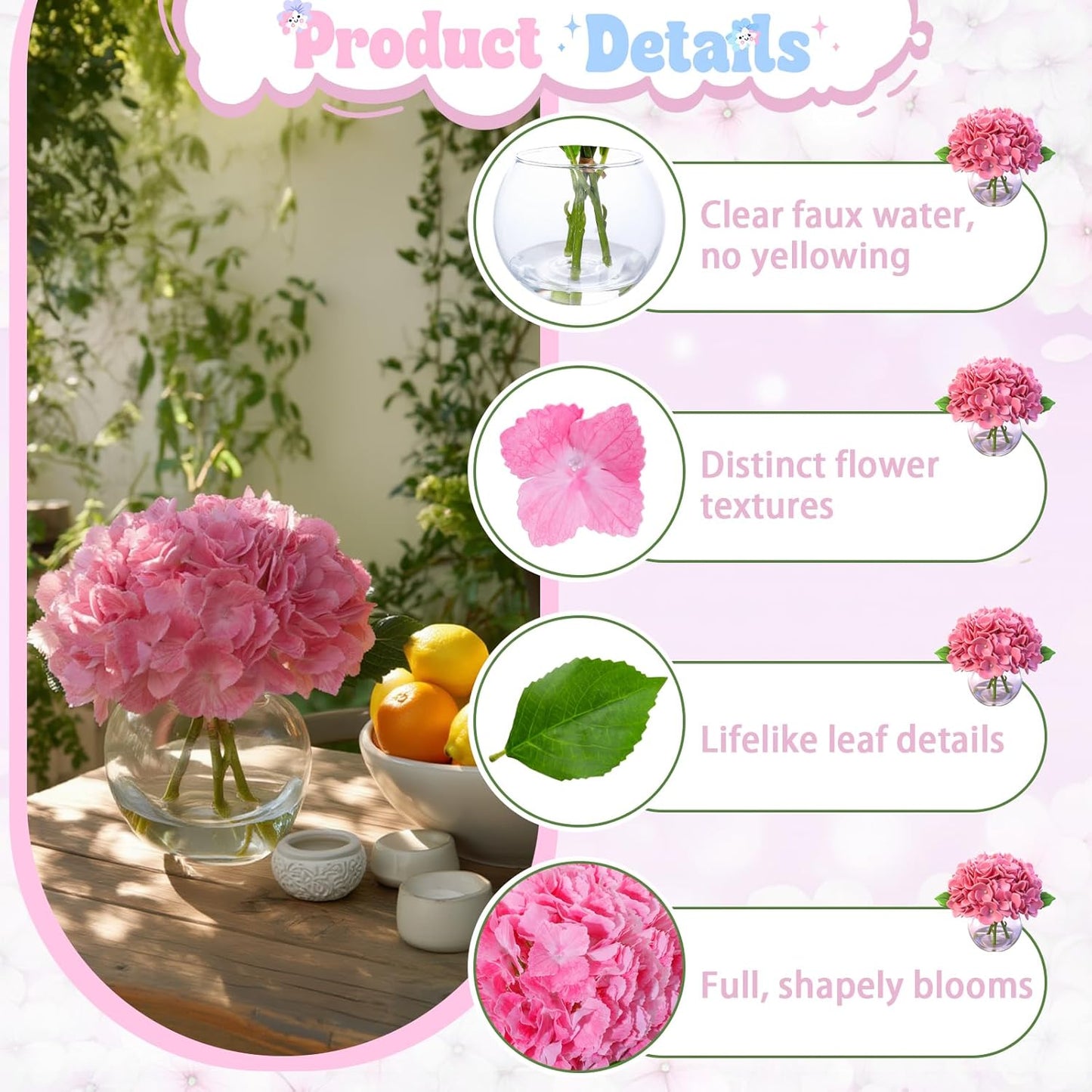 White Magnolia Artificial Flowers with Vase Fake Magnolia Flowers Indoor Real Touch Flowers with Faux Water for Home Decor Centerpieces for Tables