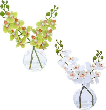 White Magnolia Artificial Flowers with Vase Fake Magnolia Flowers Indoor Real Touch Flowers with Faux Water for Home Decor Centerpieces for Tables