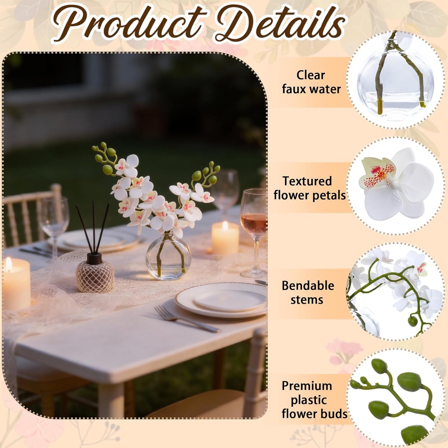 White Magnolia Artificial Flowers with Vase Fake Magnolia Flowers Indoor Real Touch Flowers with Faux Water for Home Decor Centerpieces for Tables