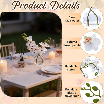 White Magnolia Artificial Flowers with Vase Fake Magnolia Flowers Indoor Real Touch Flowers with Faux Water for Home Decor Centerpieces for Tables