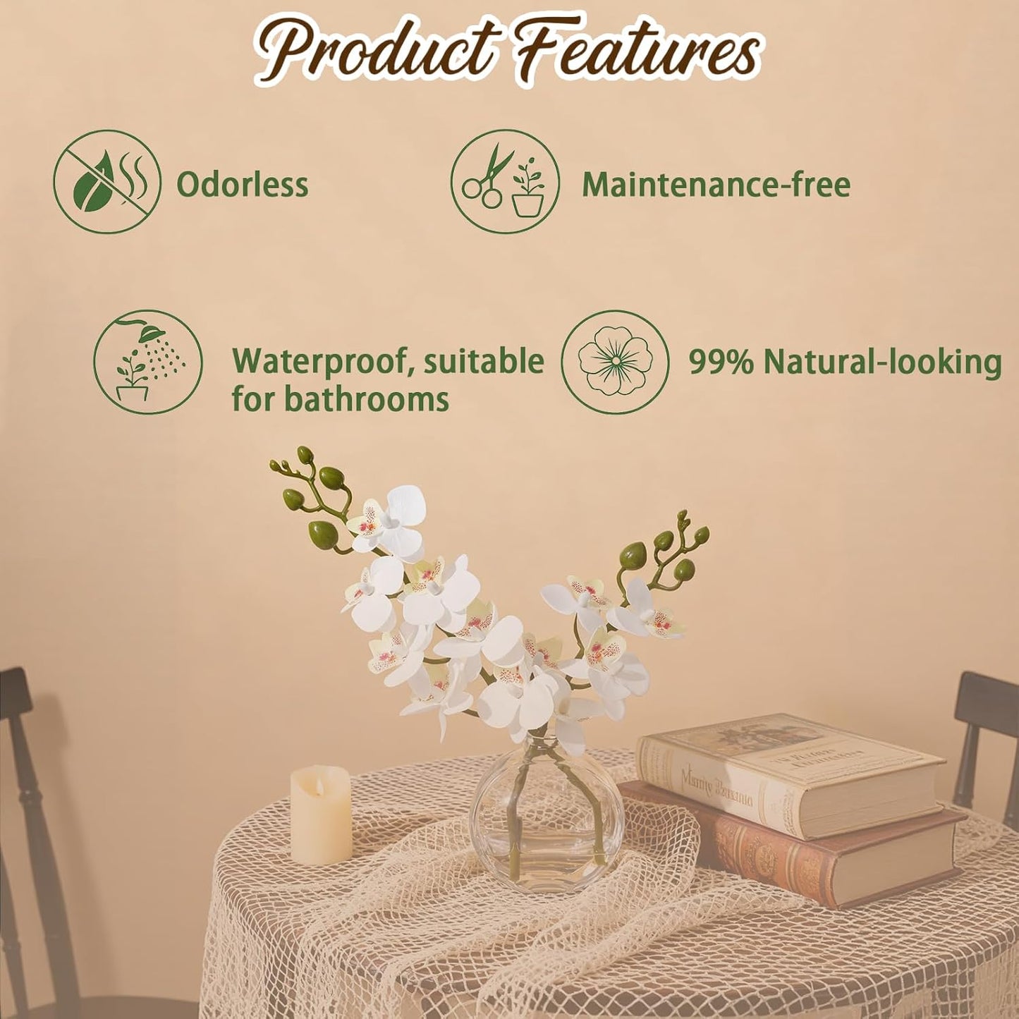 White Magnolia Artificial Flowers with Vase Fake Magnolia Flowers Indoor Real Touch Flowers with Faux Water for Home Decor Centerpieces for Tables