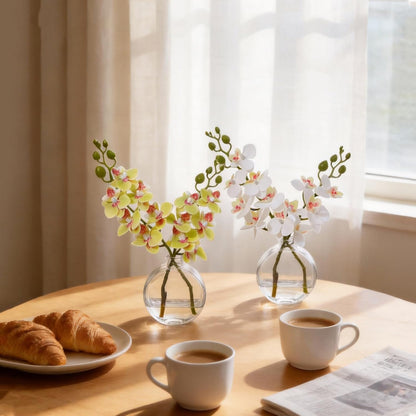White Magnolia Artificial Flowers with Vase Fake Magnolia Flowers Indoor Real Touch Flowers with Faux Water for Home Decor Centerpieces for Tables