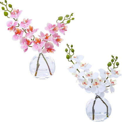 White Magnolia Artificial Flowers with Vase Fake Magnolia Flowers Indoor Real Touch Flowers with Faux Water for Home Decor Centerpieces for Tables