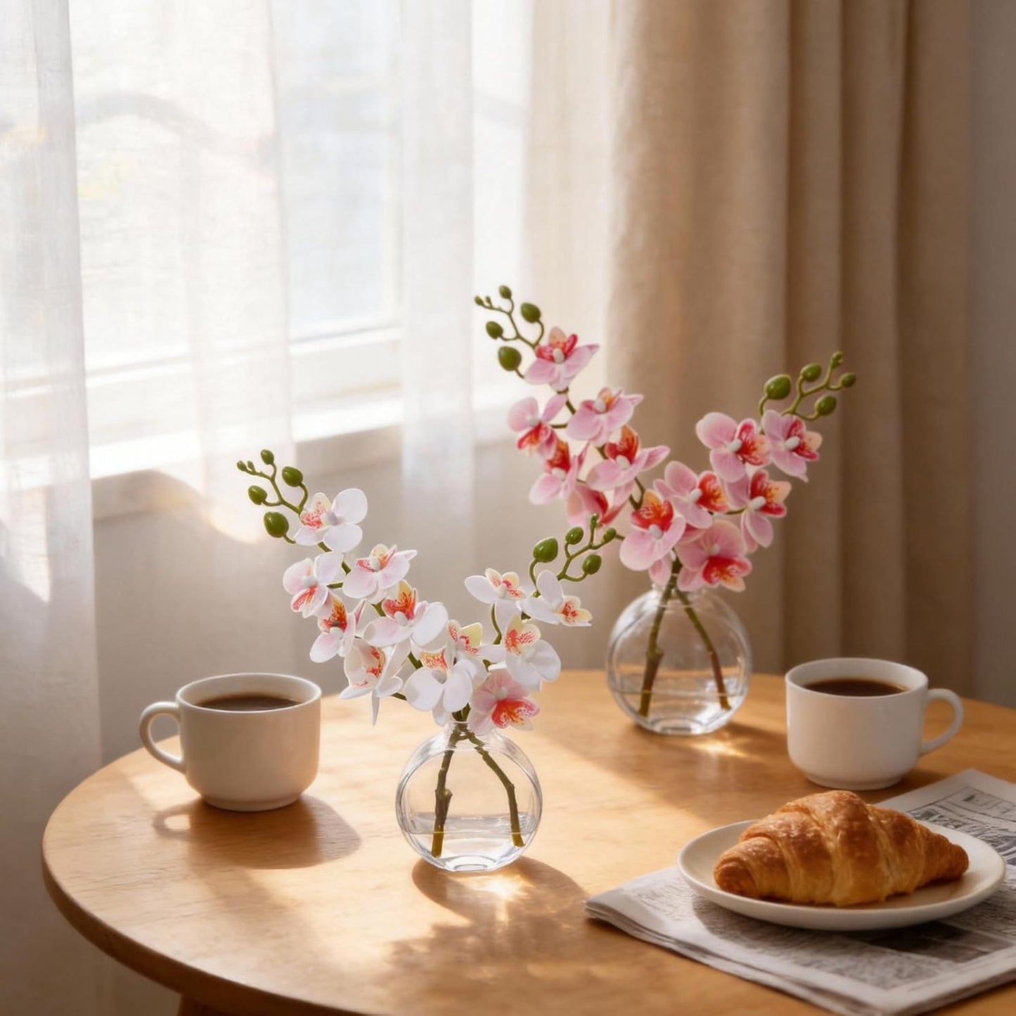 White Magnolia Artificial Flowers with Vase Fake Magnolia Flowers Indoor Real Touch Flowers with Faux Water for Home Decor Centerpieces for Tables