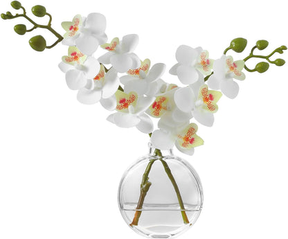 White Magnolia Artificial Flowers with Vase Fake Magnolia Flowers Indoor Real Touch Flowers with Faux Water for Home Decor Centerpieces for Tables