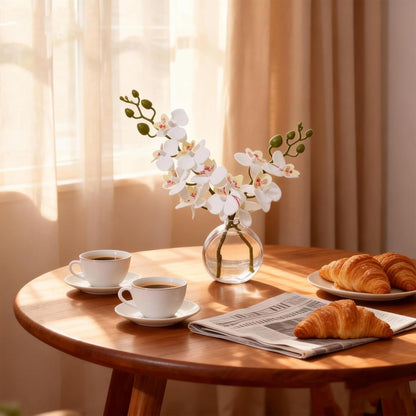 White Magnolia Artificial Flowers with Vase Fake Magnolia Flowers Indoor Real Touch Flowers with Faux Water for Home Decor Centerpieces for Tables