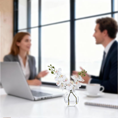 White Magnolia Artificial Flowers with Vase Fake Magnolia Flowers Indoor Real Touch Flowers with Faux Water for Home Decor Centerpieces for Tables