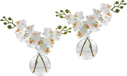 White Magnolia Artificial Flowers with Vase Fake Magnolia Flowers Indoor Real Touch Flowers with Faux Water for Home Decor Centerpieces for Tables