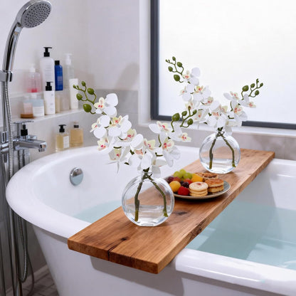 White Magnolia Artificial Flowers with Vase Fake Magnolia Flowers Indoor Real Touch Flowers with Faux Water for Home Decor Centerpieces for Tables