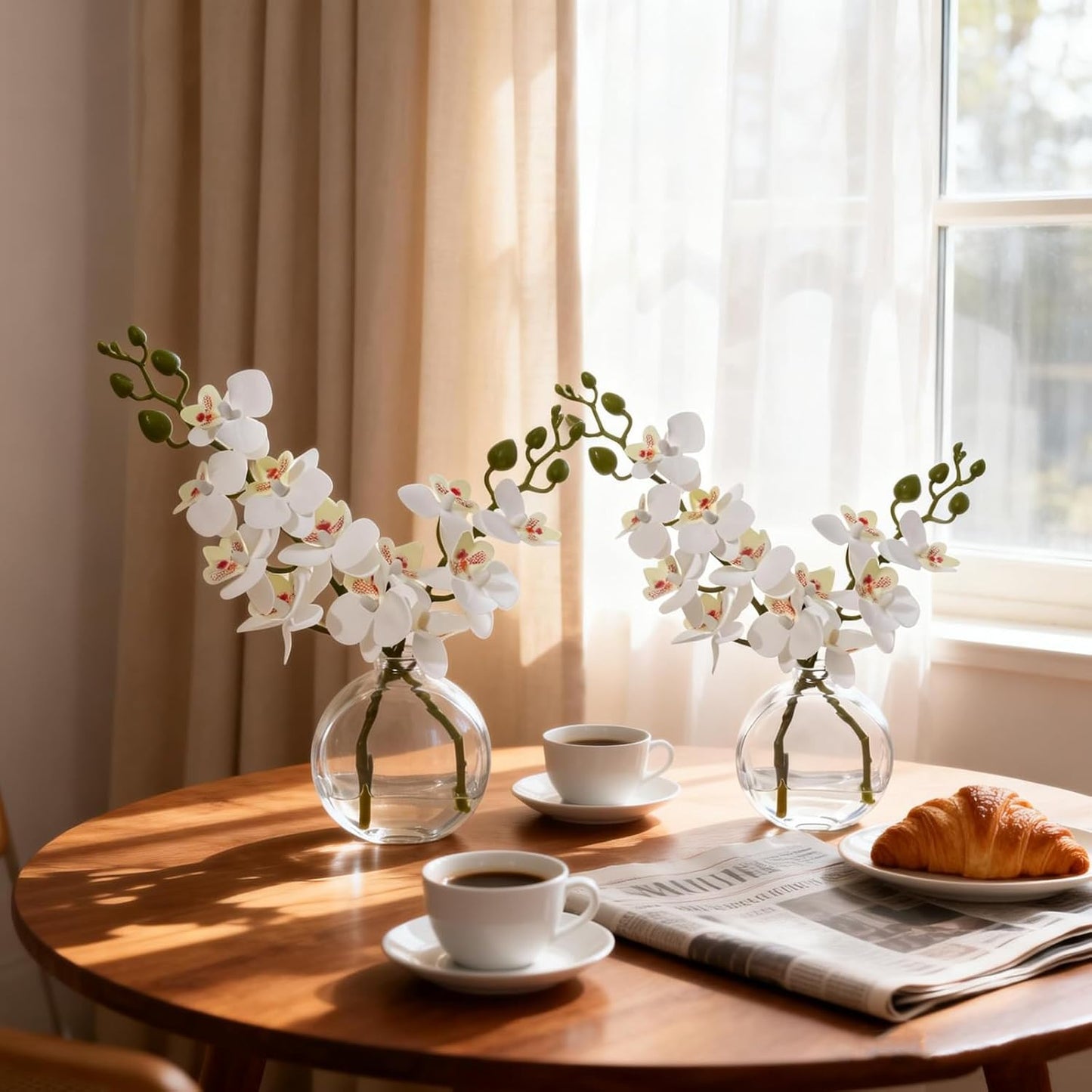 White Magnolia Artificial Flowers with Vase Fake Magnolia Flowers Indoor Real Touch Flowers with Faux Water for Home Decor Centerpieces for Tables