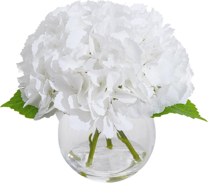 White Magnolia Artificial Flowers with Vase Fake Magnolia Flowers Indoor Real Touch Flowers with Faux Water for Home Decor Centerpieces for Tables