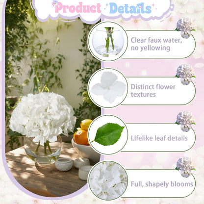 White Magnolia Artificial Flowers with Vase Fake Magnolia Flowers Indoor Real Touch Flowers with Faux Water for Home Decor Centerpieces for Tables