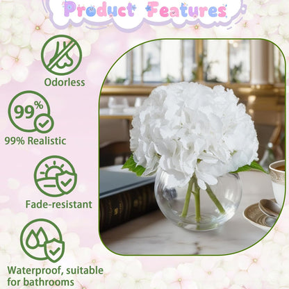 White Magnolia Artificial Flowers with Vase Fake Magnolia Flowers Indoor Real Touch Flowers with Faux Water for Home Decor Centerpieces for Tables