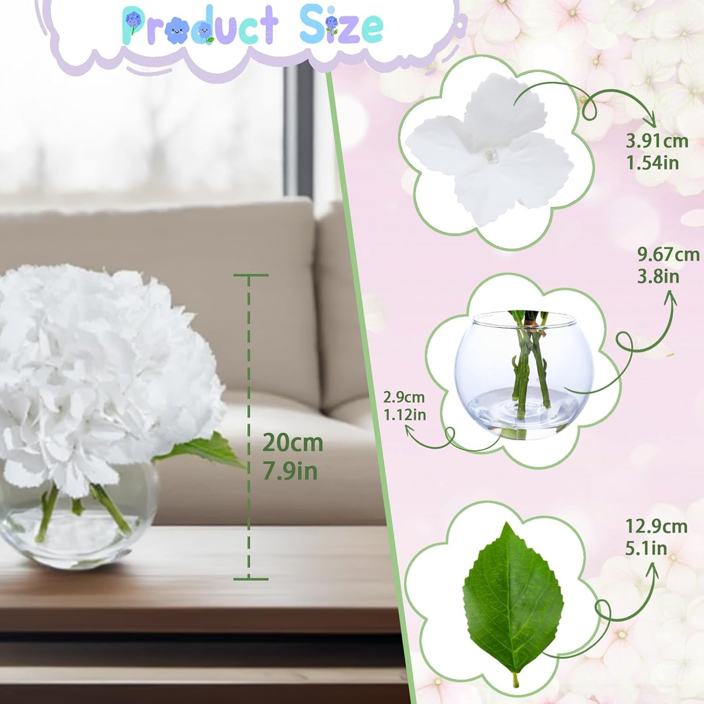 White Magnolia Artificial Flowers with Vase Fake Magnolia Flowers Indoor Real Touch Flowers with Faux Water for Home Decor Centerpieces for Tables