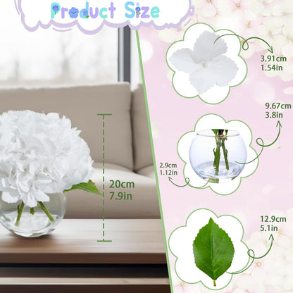 White Magnolia Artificial Flowers with Vase Fake Magnolia Flowers Indoor Real Touch Flowers with Faux Water for Home Decor Centerpieces for Tables