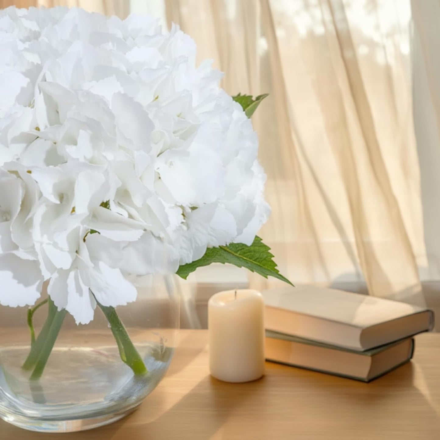 White Magnolia Artificial Flowers with Vase Fake Magnolia Flowers Indoor Real Touch Flowers with Faux Water for Home Decor Centerpieces for Tables
