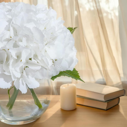 White Magnolia Artificial Flowers with Vase Fake Magnolia Flowers Indoor Real Touch Flowers with Faux Water for Home Decor Centerpieces for Tables