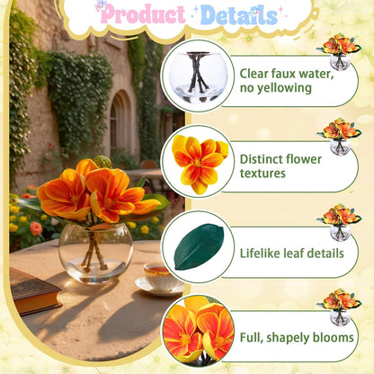 White Magnolia Artificial Flowers with Vase Fake Magnolia Flowers Indoor Real Touch Flowers with Faux Water for Home Decor Centerpieces for Tables