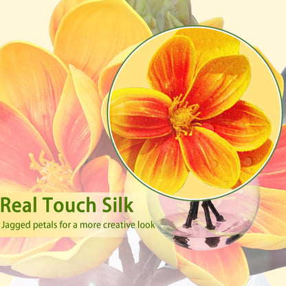 White Magnolia Artificial Flowers with Vase Fake Magnolia Flowers Indoor Real Touch Flowers with Faux Water for Home Decor Centerpieces for Tables