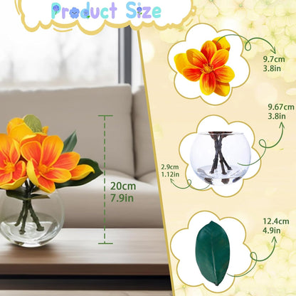 White Magnolia Artificial Flowers with Vase Fake Magnolia Flowers Indoor Real Touch Flowers with Faux Water for Home Decor Centerpieces for Tables