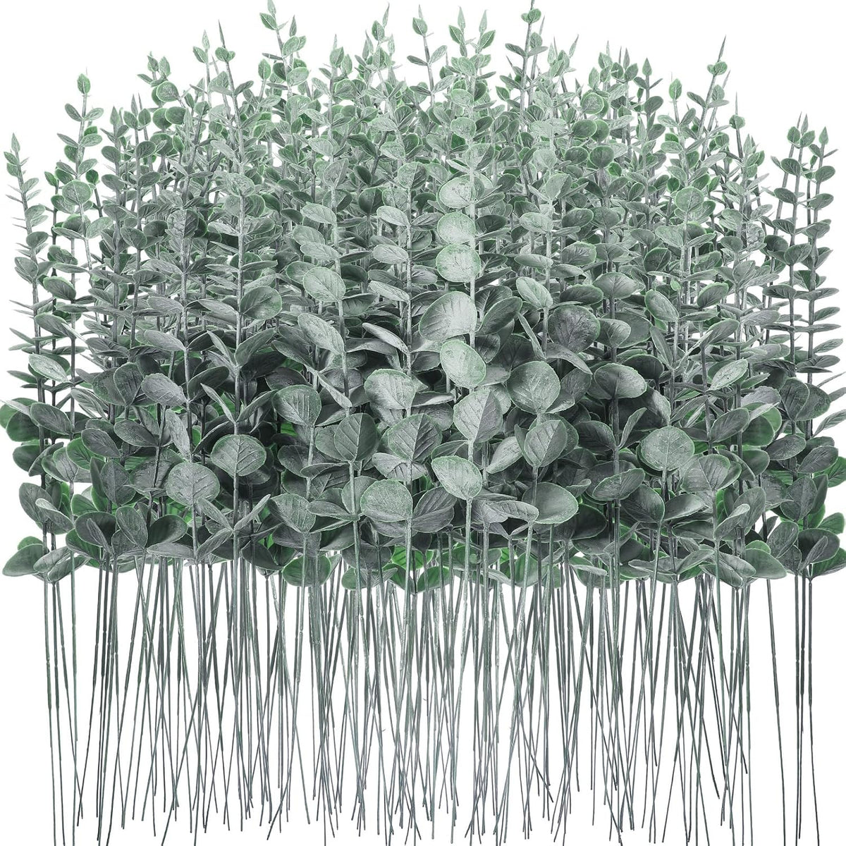 200 Pcs Faux Eucalyptus Stems Greenery Leaves Branch,Dark Green