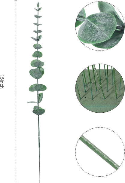 200 Pcs Faux Eucalyptus Stems Greenery Leaves Branch,Dark Green