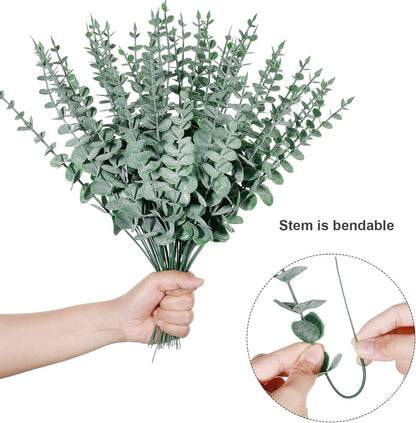 200 Pcs Faux Eucalyptus Stems Greenery Leaves Branch,Dark Green