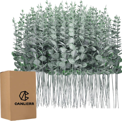 200 Pcs Faux Eucalyptus Stems Greenery Leaves Branch,Dark Green