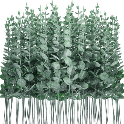 200 Pcs Faux Eucalyptus Stems Greenery Leaves Branch,Dark Green