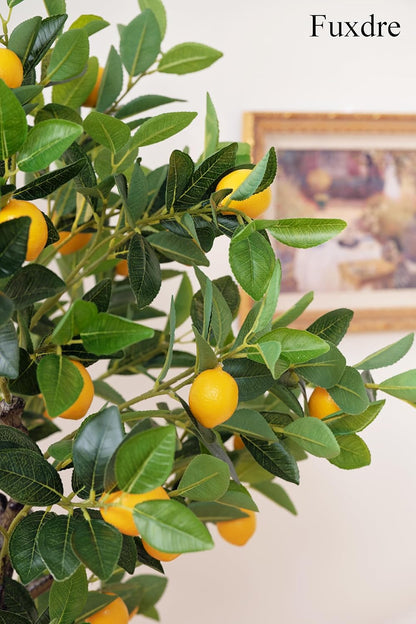 4ft Artificial Lemon Tree with Fake Lemons Floor Plants Artificial for Decor Realistic to Indoor Home Office Fauxe Lemon Tree, Yellow
