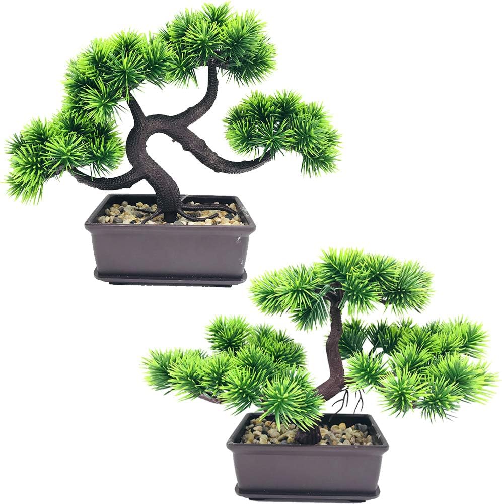 Artificial Bonsai Tree-Fake Plant in Pot Artificial Plants,Faux Bonsai Japanese Pine Bonsai Artificial Plants for Home Decor Indoor,Office/Windowsill/Yard,Desktop Display, Zen Garden Décor
