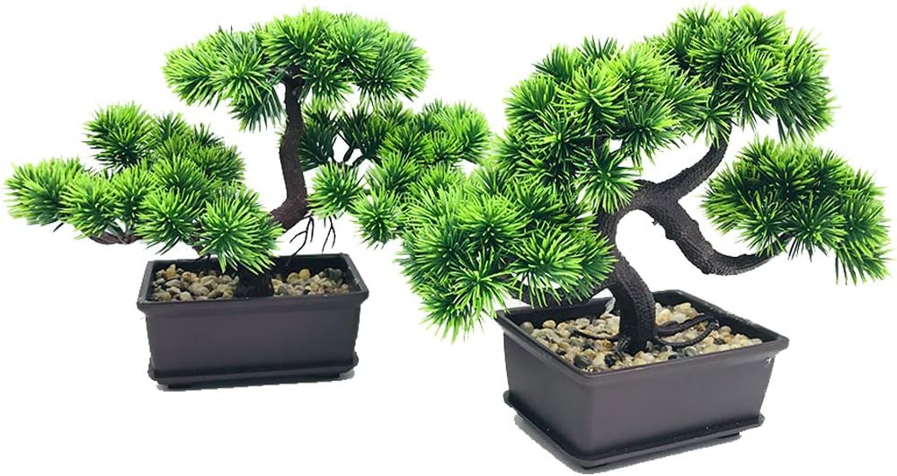 Artificial Bonsai Tree-Fake Plant in Pot Artificial Plants,Faux Bonsai Japanese Pine Bonsai Artificial Plants for Home Decor Indoor,Office/Windowsill/Yard,Desktop Display, Zen Garden Décor