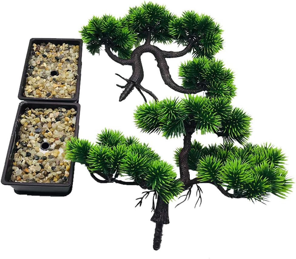 Artificial Bonsai Tree-Fake Plant in Pot Artificial Plants,Faux Bonsai Japanese Pine Bonsai Artificial Plants for Home Decor Indoor,Office/Windowsill/Yard,Desktop Display, Zen Garden Décor