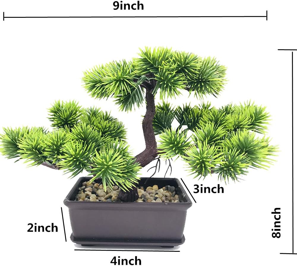 Artificial Bonsai Tree-Fake Plant in Pot Artificial Plants,Faux Bonsai Japanese Pine Bonsai Artificial Plants for Home Decor Indoor,Office/Windowsill/Yard,Desktop Display, Zen Garden Décor