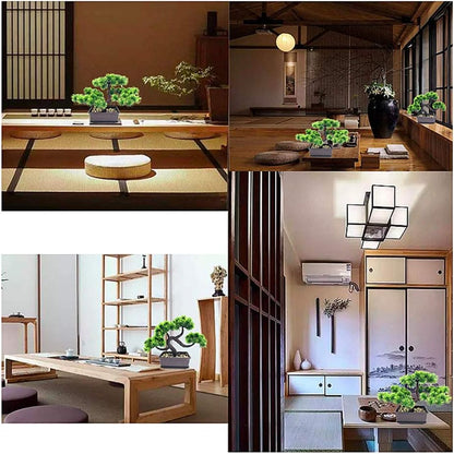 Artificial Bonsai Tree-Fake Plant in Pot Artificial Plants,Faux Bonsai Japanese Pine Bonsai Artificial Plants for Home Decor Indoor,Office/Windowsill/Yard,Desktop Display, Zen Garden Décor