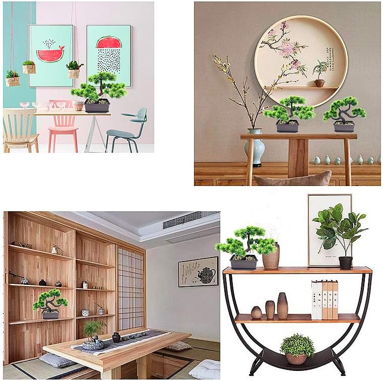 Artificial Bonsai Tree-Fake Plant in Pot Artificial Plants,Faux Bonsai Japanese Pine Bonsai Artificial Plants for Home Decor Indoor,Office/Windowsill/Yard,Desktop Display, Zen Garden Décor