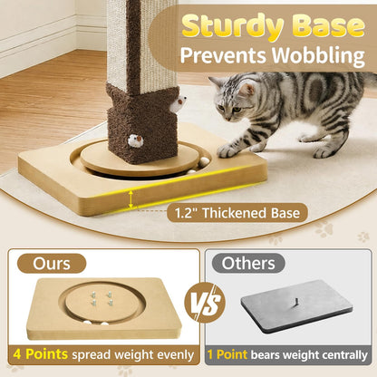 Cat Tree Tower Scratch Post Stand for Indoor, 41" Compact Palm Tree Kitten House Condo with Cozy Bed for Small Cats, Space Saving Design, Supports Climber Scratching Playing and Rest