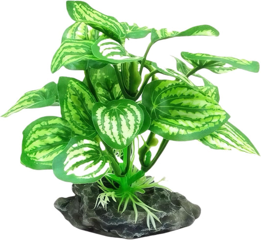 Artificial Aquarium Plants,Fish Tank Decorations Betta Leaf Hammock Driftwood 10in Realistic Silk & Plastic Plants, Hideout Decor for Betta. Goldfish,Reptiles,Small Tanks (YellowType-B)