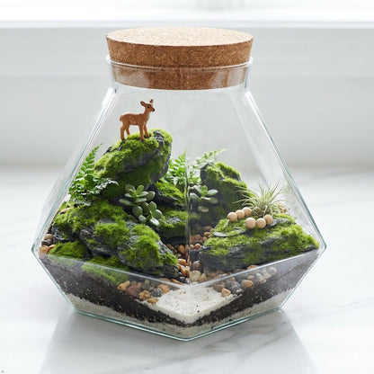 Miniature Moss Stones for Terrarium - Tree Bark Diorama Rocks for Miniature Terrain Display - Lightweight Reptile Habitat Decor - NOT for Aquarium Underwater Use - 12 Pcs Flocking-Covered (1-2 inch)