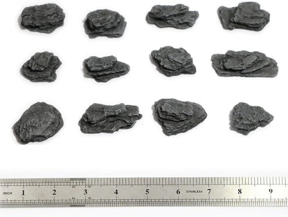 Miniature Moss Stones for Terrarium - Tree Bark Diorama Rocks for Miniature Terrain Display - Lightweight Reptile Habitat Decor - NOT for Aquarium Underwater Use - 12 Pcs Flocking-Covered (1-2 inch)