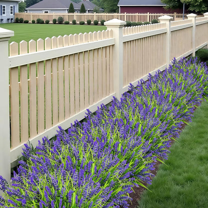 Artificial Flowers Outdoor Faux Lavender & Monkey Grass Fake Plants, UV Resistant for Garden Porch Patio Hanging Planter (12, Purple)