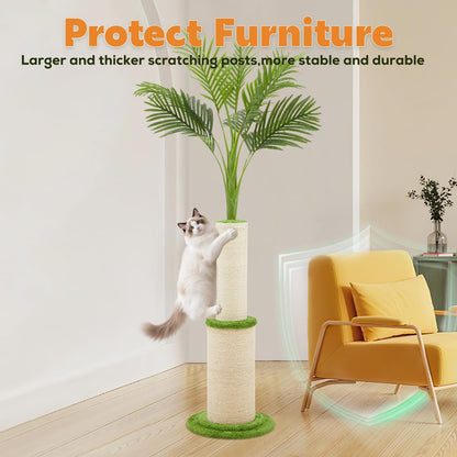 82.7'' Tall Modern Cat Tree for Indoor Cats,Artificial Areca Palm Tree Cat Tower with Solid Wood Cat Bed,Nature Sisal Scratching Post,Removable Mat,Aesthetic Cat Activity Center for Small Medium Cats