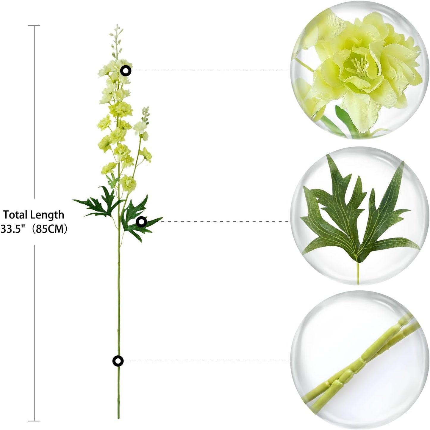 4PCS Light Blue Delphinium Artificial Flower 33.5'' Long Larkspur Stem Plant Floral Silk Flowers Faux Bouquets for Tall Floor Vase Home Garden Outdoor Wedding Arrangement Decor (H005-FYC)