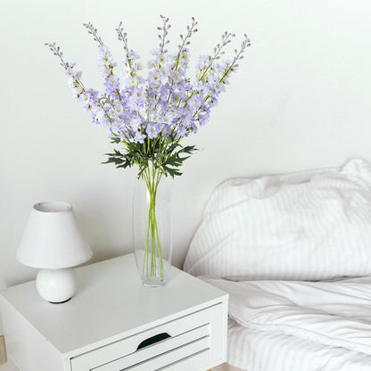 4PCS Light Blue Delphinium Artificial Flower 33.5'' Long Larkspur Stem Plant Floral Silk Flowers Faux Bouquets for Tall Floor Vase Home Garden Outdoor Wedding Arrangement Decor (H005-FYC)